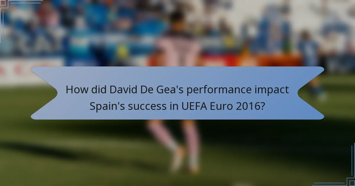 How did David De Gea's performance impact Spain's success in UEFA Euro 2016?