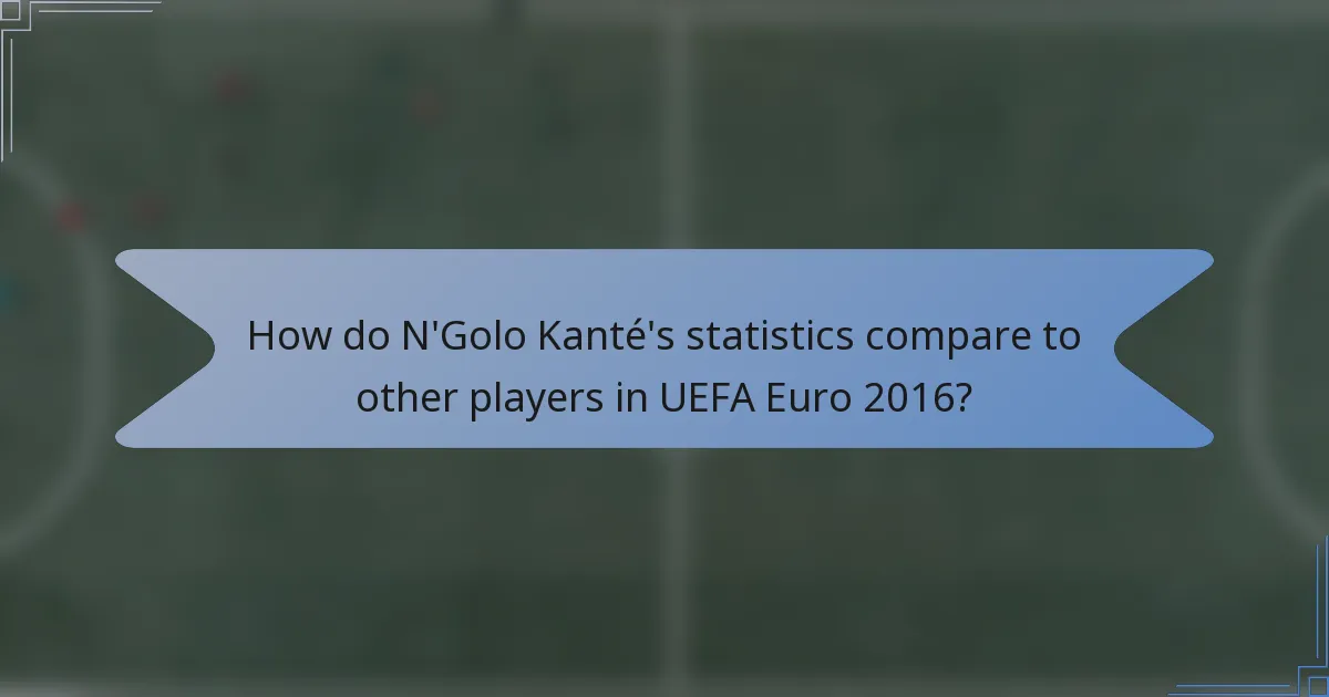 How do N'Golo Kanté's statistics compare to other players in UEFA Euro 2016?