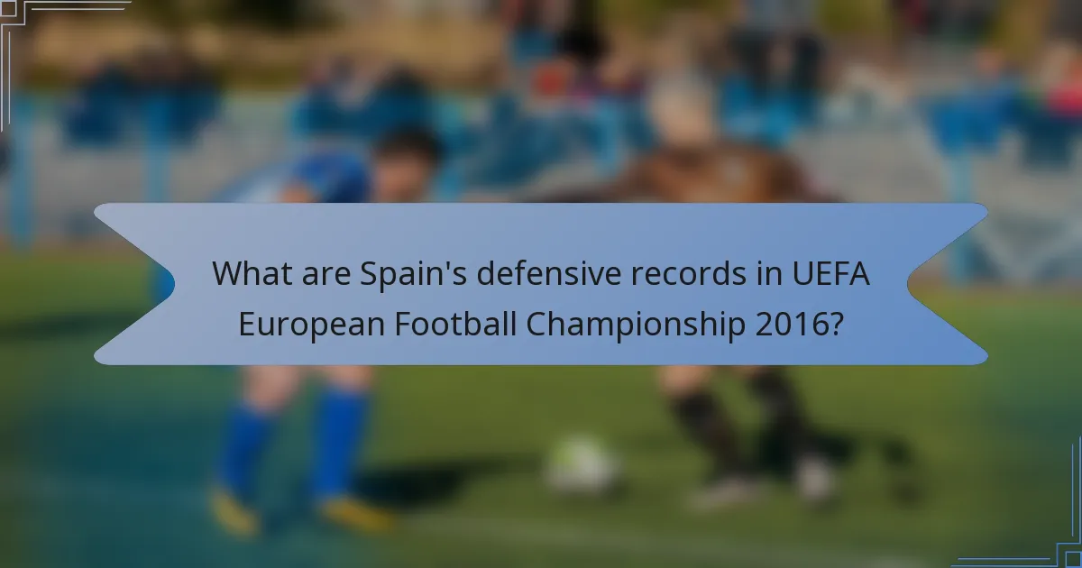 What are Spain's defensive records in UEFA European Football Championship 2016?