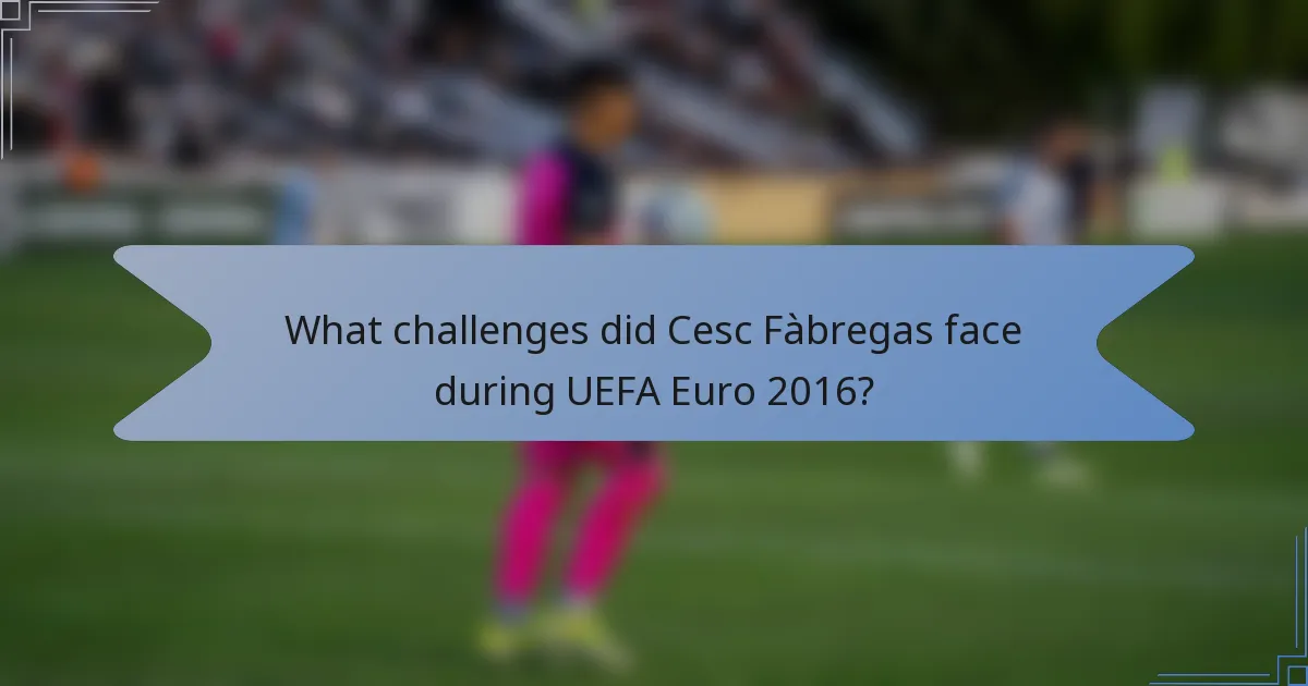 What challenges did Cesc Fàbregas face during UEFA Euro 2016?